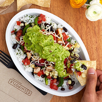 Chipotle - Burrito bowl with Guacamole 